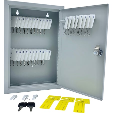 Huron Slotted Heavy-duty Key Cabinet, Steel, Sand, 30 Key Key Capacity HURHASZ0126